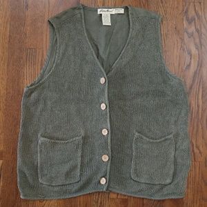 Eddie Bauer Green Linen Vest